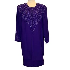 Carissmo Beaded Embroidered 3 piece formal Purple skirt suit